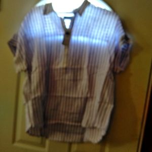 RALPH LAUREN Womens Purple Striped Short Sleeve Co